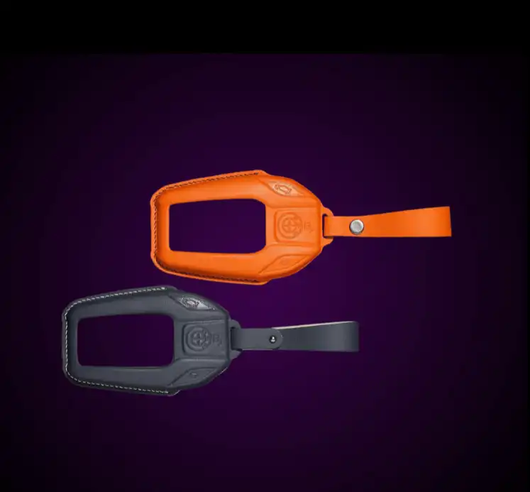 Black Orange Custom Alcantara Car Key Cover Andromeda Crown