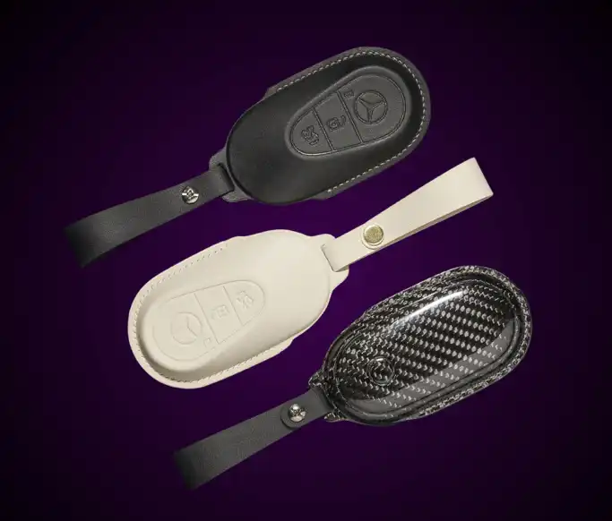 Black White Carbon Fiber Car Key Cover Andromeda Crown