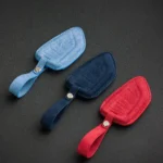 Three Custom Alcantara Leather Car Key Cover Andromeda Crown