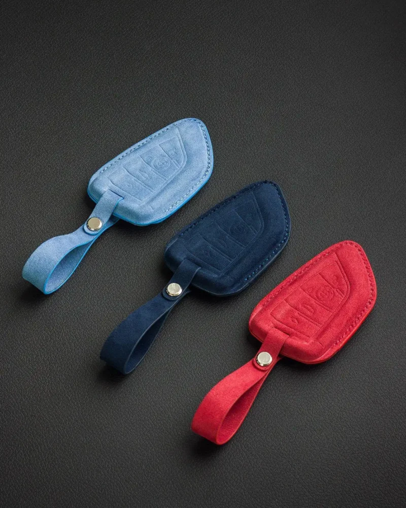 Three Custom Alcantara Leather Car Key Cover Andromeda Crown