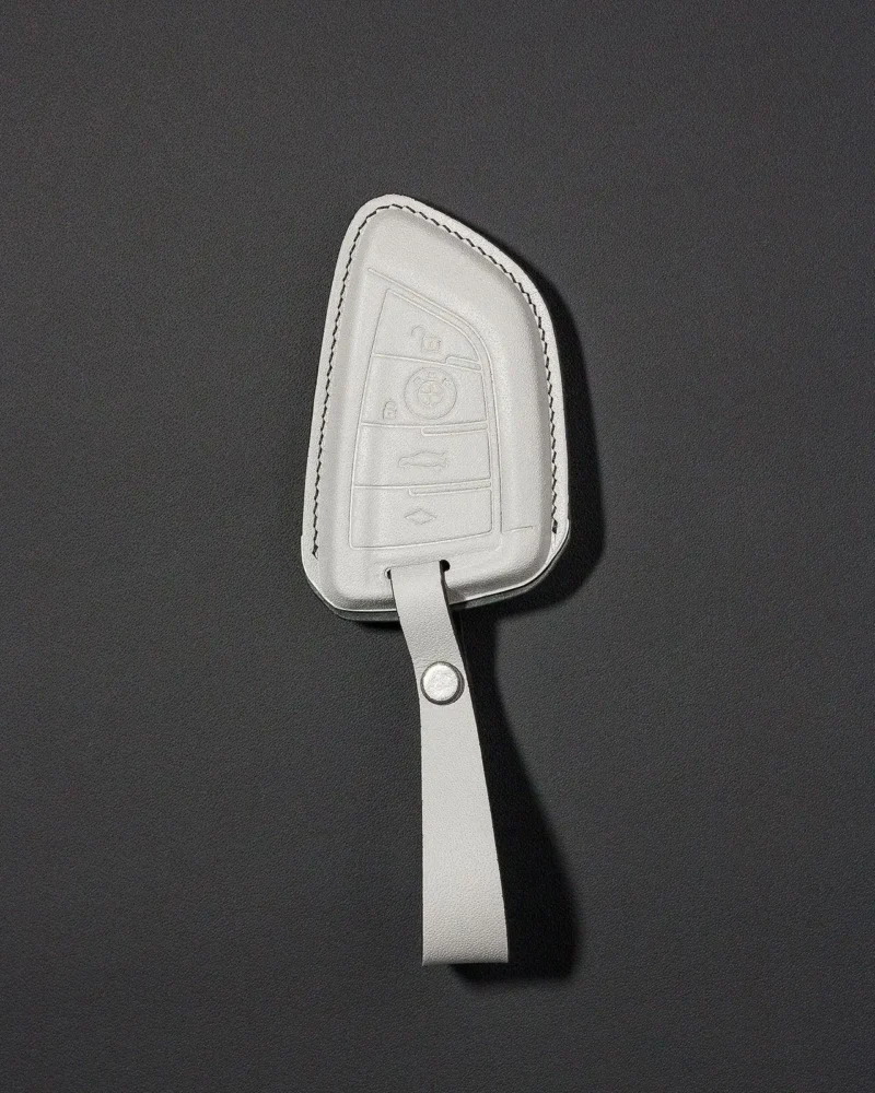 White Custom Eco Leather Car Key Cover Andromeda Crown